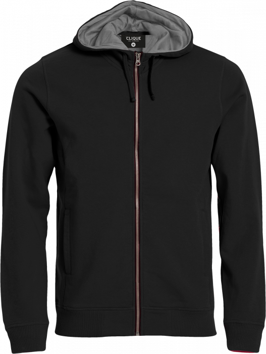 Clique - Classic Hoody Full Zip - Negro & grey