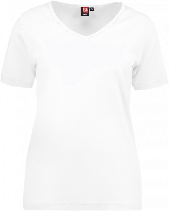 ID - Ladies' Interlock T-Shirt V-Neck - Vit