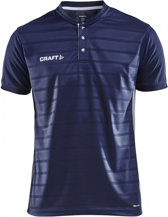 Craft - Pro Control Button Jersey Youth - Blu navy & bianco