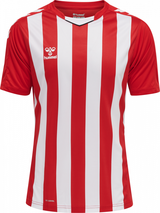 Hummel - Core Xk Striped Jersey Jr - True Red & blanc