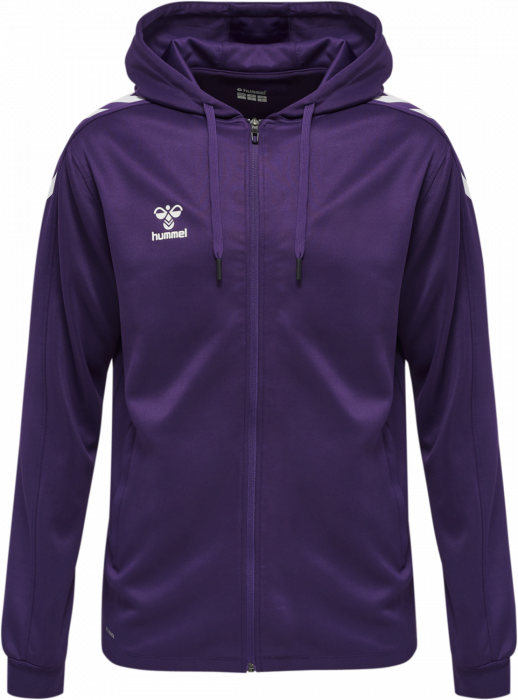 Hummel - Core Xk Poly Hoodie With Zipper - Purple Reign & blanc