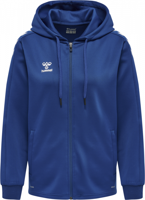 Hummel - Core Xk Poly Hoodie With Zipper Women - True Blue & blanco