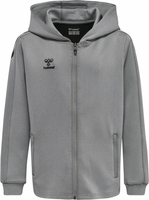 Hummel - Core Xk Poly Hoodie With Zipper Jr - Grey Melange & black