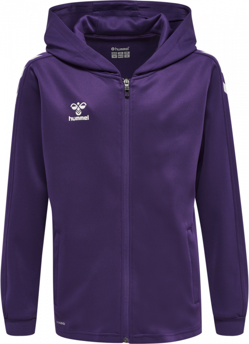 Hummel - Core Xk Poly Hoodie With Zipper Jr - Purple Reign & biały