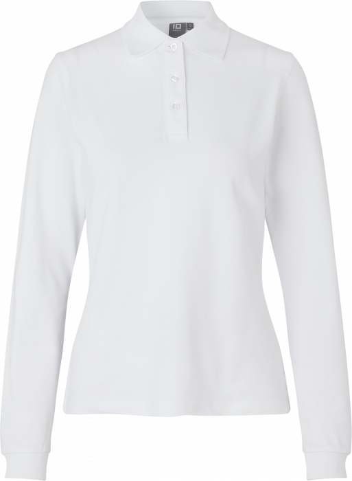 ID - Long-Sleeved Polo Shirt Stretch Woman - Blanc