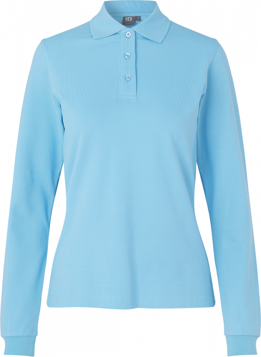 ID - Long-Sleeved Polo Shirt Stretch Woman - Light blue